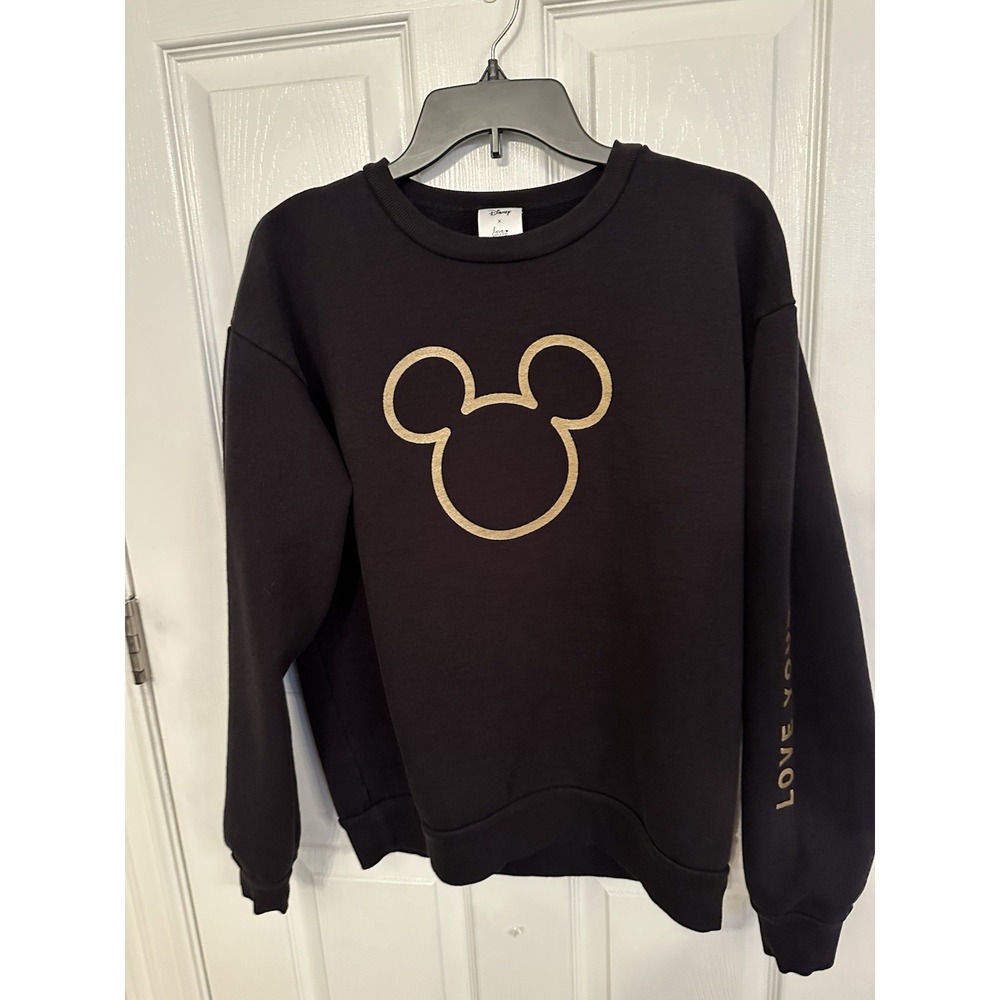 Disney X Love Your Melon Black Mickey Mouse Crewneck- Adult Womens Small - Picture 1 of 9